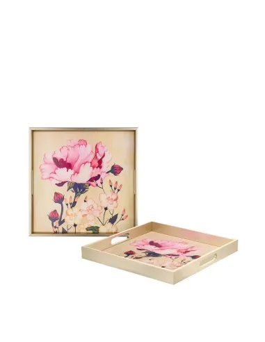 Vassoio Quadrato in Vetro Decorato e Resina - Nara