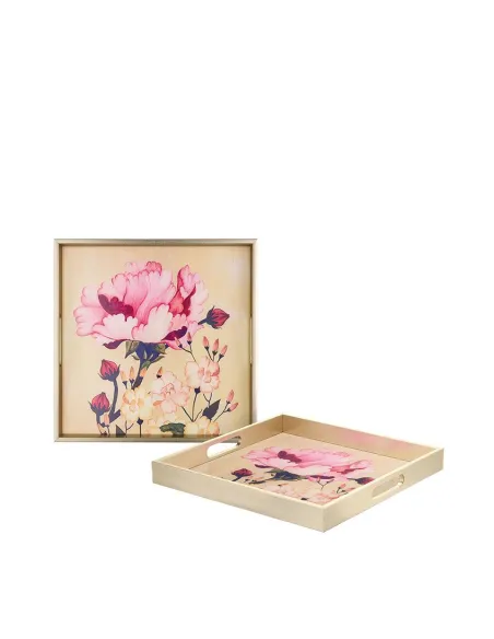 Vassoio Quadrato in Vetro Decorato e Resina - Nara