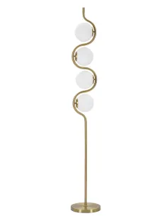 Lampada da Terra Glamy Colore Oro 4 Luci in Metallo e Vetro Satinato cm 25x165 Mauro Ferretti