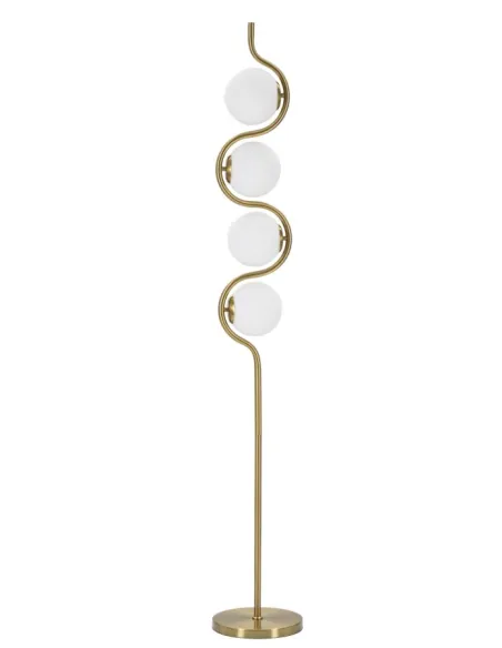 Lampada da Terra Glamy Colore Oro 4 Luci in Metallo e Vetro Satinato cm 25x165 Mauro Ferretti
