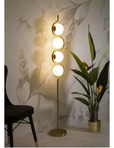 Lampada da Terra Glamy Colore Oro 4 Luci in Metallo e Vetro Satinato cm 25x165 Mauro Ferretti 2