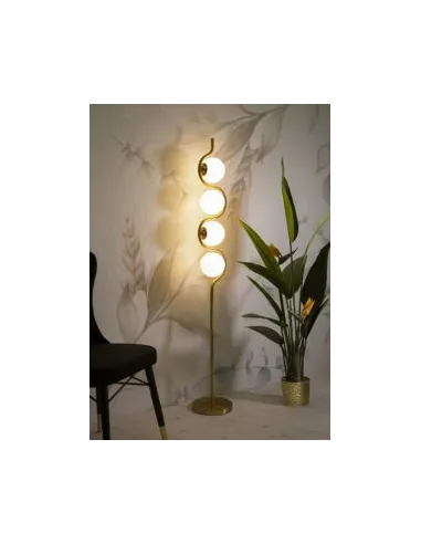 Lampada da Terra Glamy Colore Oro 4 Luci in Metallo e Vetro Satinato cm 25x165 Mauro Ferretti