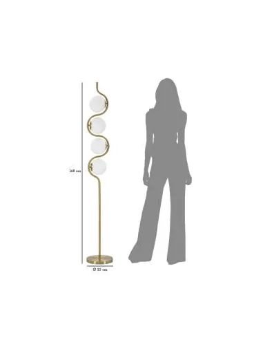 Lampada da Terra Glamy Colore Oro 4 Luci in Metallo e Vetro Satinato cm 25x165 Mauro Ferretti