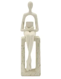 Statuetta Single Donna con Libro Stons cm 8.5x6.5x24 Mauro Ferretti