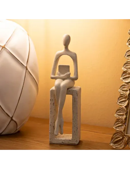 Statuetta Single Donna con Libro Stons cm 8.5x6.5x24 Mauro Ferretti