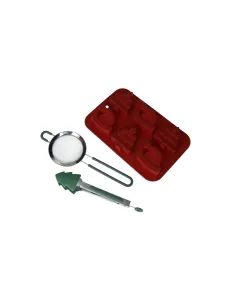 Stampo Biscotti Natale Rosso Silicone Con Pinza Silicone e Setaggio Inox
