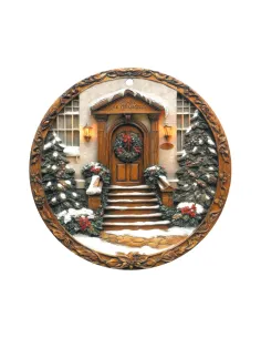 Sottopentola Bianco Natale Ghirlanda in Ceramica e Sughero