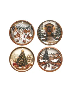 Decoration Bianco Natale Soggetti Assortiti in Ceramica e Sughero - 1 Pz