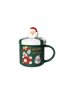 Mug Verde con Tappo in New Bone China e Cucchiaino Gold