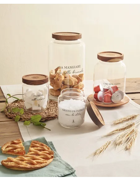 Barattolo Zucchero I Garbati In Vetro Borosilicato Con Tappo In Legno D' Acacia