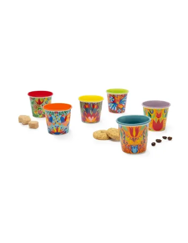 Set 6 Bicchierini Caffè in Porcellana 90ml Mexican Flowers Excélsa