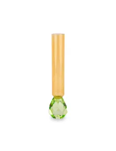 Vaso in Vetro con Base Effetto Diamante Verde e Arancione - WD Lifestyle