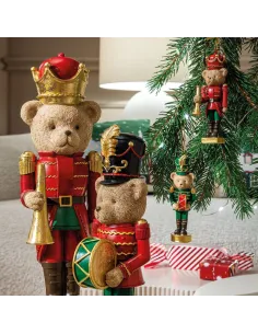Teddy Bear Orchestra con Tamburo Decorazione H25,5 - L'oca Nera 2