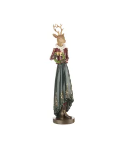 Royal Wood Renna Grande con Ghirlanda in Resina - L'oca Nera