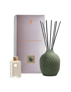 Diffusore Vaso Verde Salvia con Bastoncino e Ricarica 100ml Caldi Agrumi