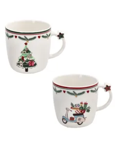 Set 2 Mug 360 cc Let It Snow New Bone China