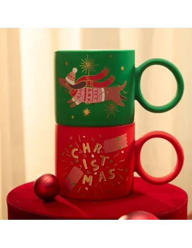 Mug Christmas 350 cc Hip New Bone China Rosso
