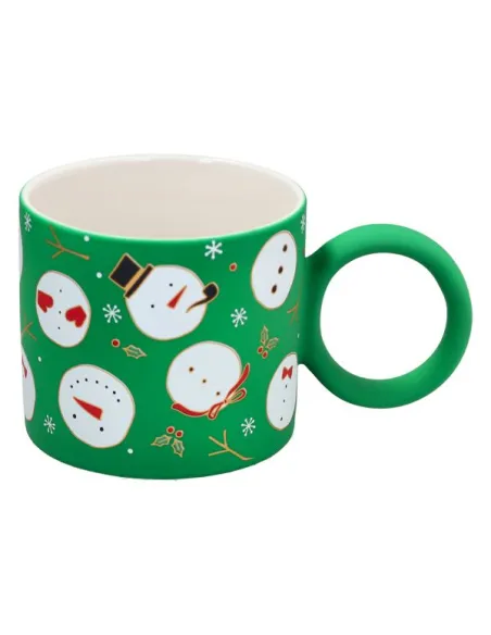 Mug Snowman 350 cc Hip New Bone China Verde