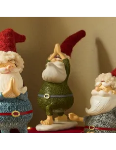 Babbo Natale Saluto al Sole h 22 cm Poliresina - Linea Babbo Yoga 2