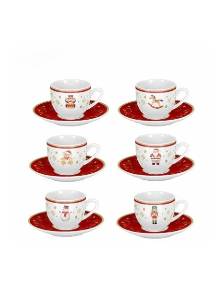 Balocchi - Set 6 Tazzine Natalizie in Porcellana Soggetti Assortiti