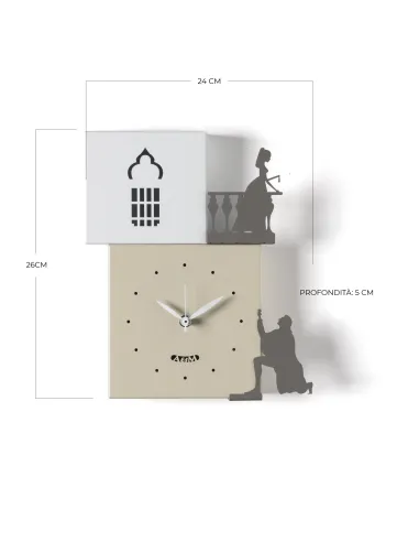 Orologio da Parete Romeo e Giulietta Fango Avorio e Nero