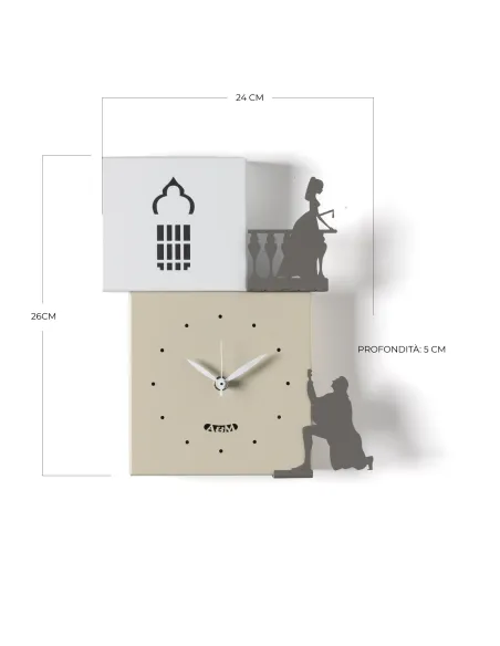 Orologio da Parete Romeo e Giulietta Fango Avorio e Nero