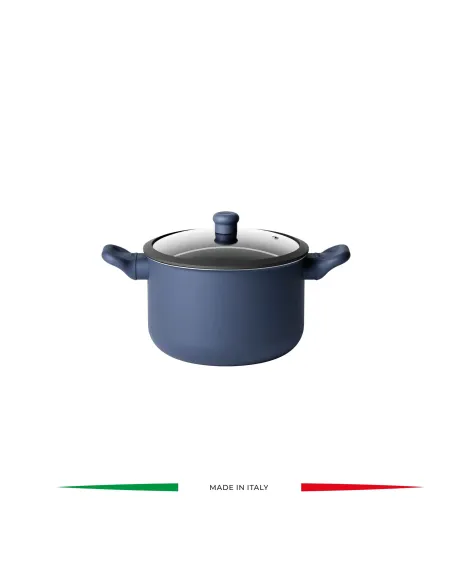 Pentola con Coperchio in Vetro Cm 22 Cook&Color Navy Blue