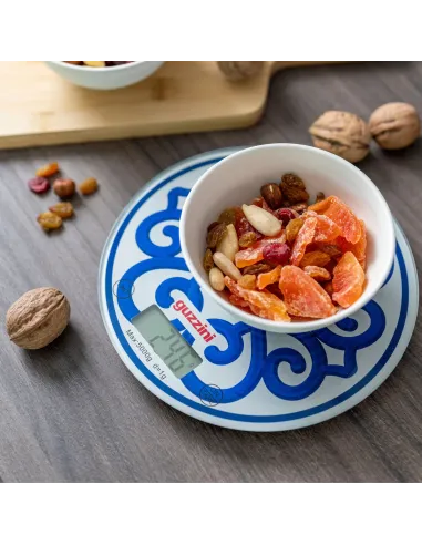 Bilancia da Cucina Digitale Tonda in Vetro Blu Harmonia