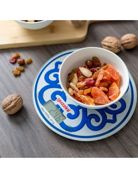 Bilancia da Cucina Digitale Tonda in Vetro Blu Harmonia