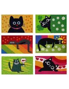 Zerbino Cocco Gatto Nero 70x40 6 Decori Assortiti - 1Pz