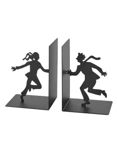 Fermalibri Lui e Lei in Metallo Nero Opaco - Set 2 Pz