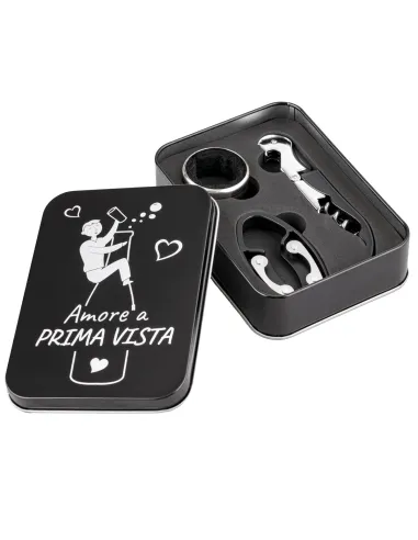 Set da Vino in Scatola in Latta Amore a Prima Vista