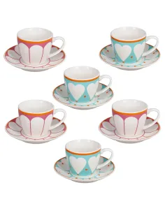 Set 6 Tazzine Caffè con Piattino in New Bone China Madame Andrea Fontebasso