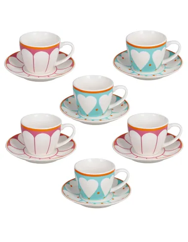 Set 6 Tazzine Caffè con Piattino in New Bone China Madame Andrea Fontebasso