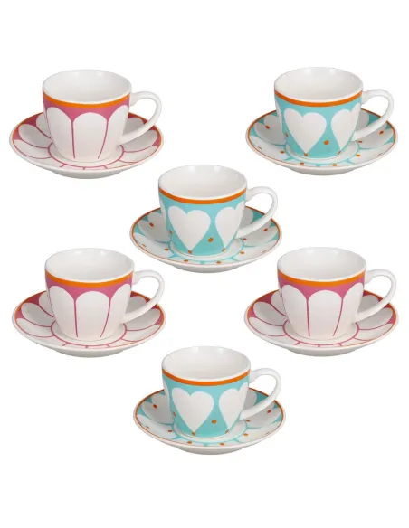 Set 6 Tazzine Caffè con Piattino in New Bone China Madame Andrea Fontebasso