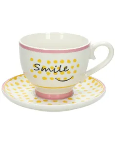 Tazza con Piatto Jumbo Smile Cc480 Cozy Breakfast New Bone China Andrea Fontebasso