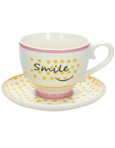 Tazza con Piatto Jumbo Smile Cc480 Cozy Breakfast New Bone China Andrea Fontebasso