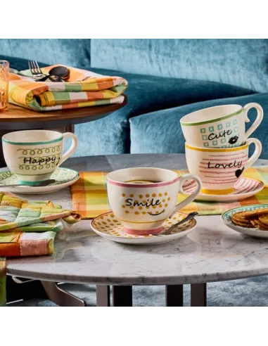 Tazza con Piatto Jumbo Smile Cc480 Cozy Breakfast New Bone China Andrea Fontebasso