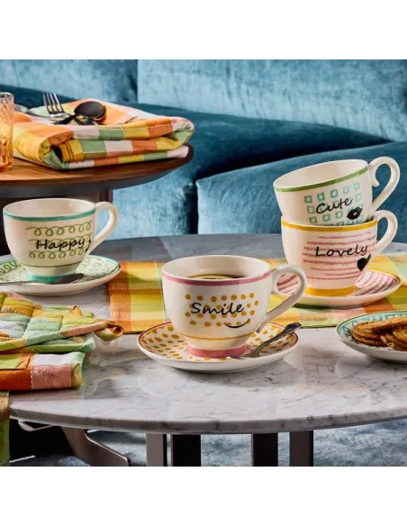 Tazza con Piatto Jumbo Lovely Cc480 Cozy Breakfast New Bone China Andrea Fontebasso