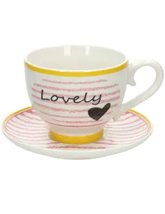 Tazza con Piatto Jumbo Lovely Cc480 Cozy Breakfast New Bone China Andrea Fontebasso