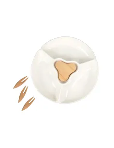 Antipastiera Tris in Porcellana con Tre Forchettine in Bamboo 2