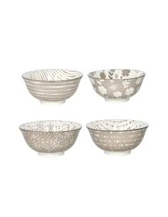 Set 4 Ciotole Loto in Porcellana Decori Assortiti