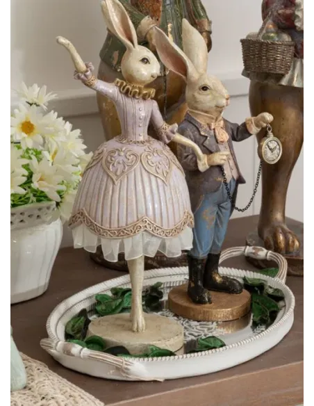 Coniglietta Ballerina in Resina Lilla 34cm L' Arte di Nacchi