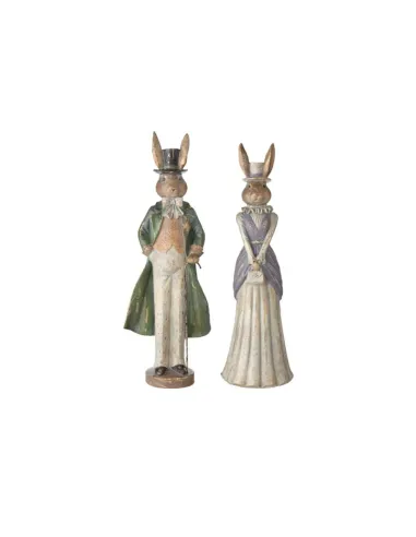 Coppia Conigli in Resina 48cm L' Arte di Nacchi