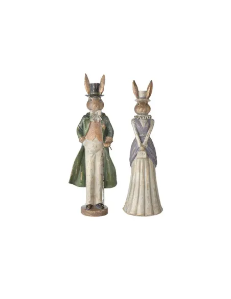 Coppia Conigli in Resina 48cm L' Arte di Nacchi