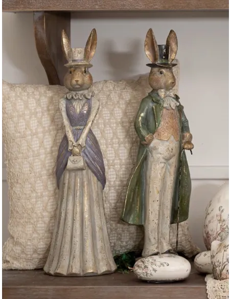 Coppia Conigli in Resina 48cm L' Arte di Nacchi