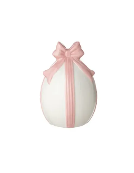 Uovo Grande Fiocco Rosa in Ceramica L' Arte di Nacchi