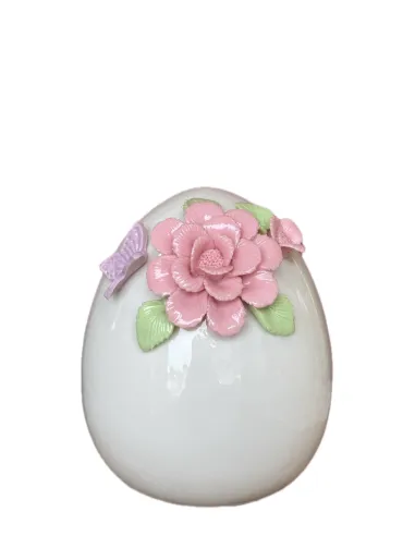 Uovo Grande con Fiori in Ceramica L' Arte di Nacchi