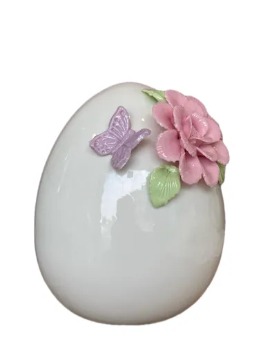 Uovo Grande con Fiori in Ceramica L' Arte di Nacchi