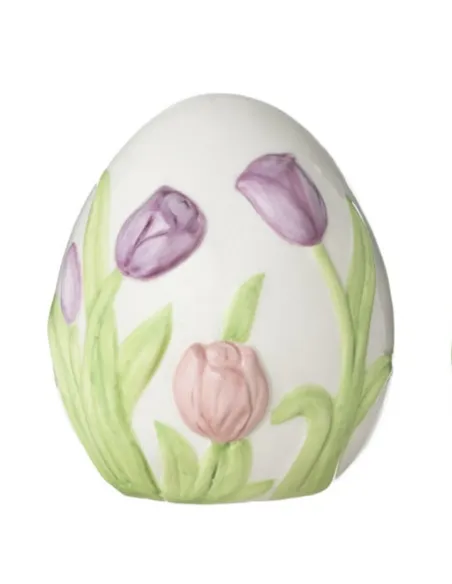 Uovo Grande in Ceramica con Tulipani L' Arte di Nacchi